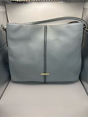 Anne Klein Light Blue Pebbled Leather Shoulder Bag